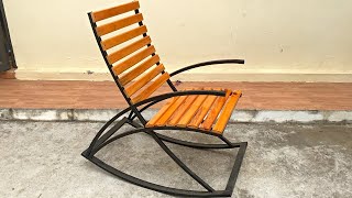 DIY - Iron and Wood Relaxing Rocking Chair Making Process // Great Craftsman's Creative Ideas !!