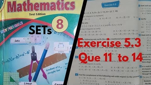 Exercise 5.3 Sets Q 11 12 13 14  Class 8 Math Sets / class 8 math unit 5  Exercise 5.3 Q 11 to 14