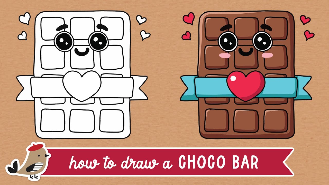 How To Draw A Valentine's Chocolate Bar | Easy Drawing For Kids - YouTube