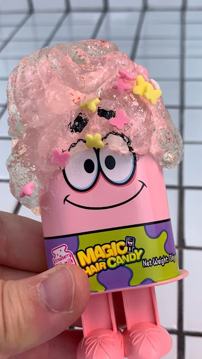 Spongebob strawberry with milk candy jelly gummy food mukbang