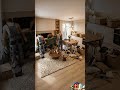 Sala Integrada Moderna: Decoração Minimalista com Madeira e Tons Neutros