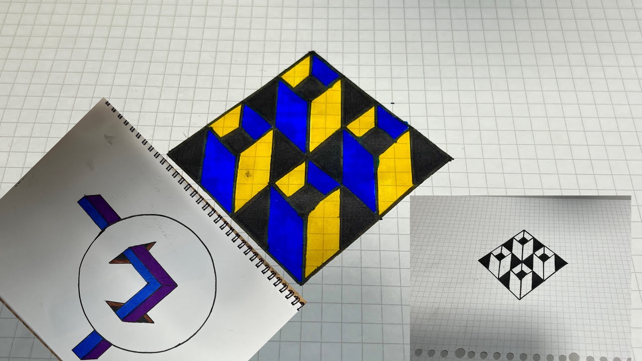 Geometric Harmony in blue and yellow 