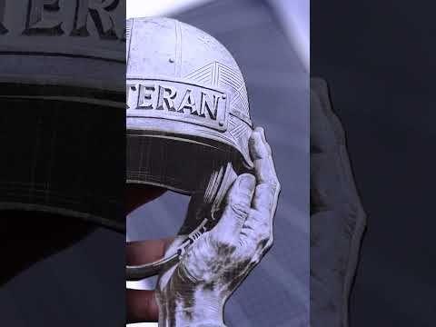 [Laser cut and engrave] Laser Cut Veteran Helmet Memorial Desk Ornament