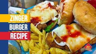 Zinger Burger Recipe - KFC Style Crispy Zinger Chicken Burger | RH Kitchen Recipes