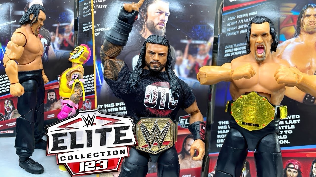 Обзор фигурок WWE ELITE 123 Great Khali & Roman Reigns!
