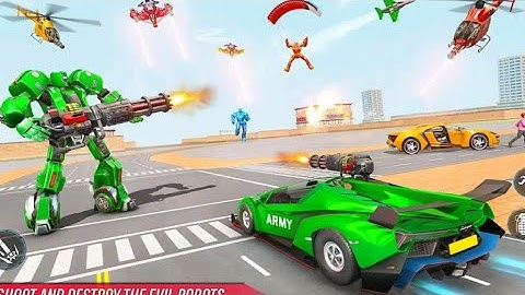 Satisfying & Relaxing Car Driving।। Army Bus Robot Car Game – Transforming robot Gamplay Part-4