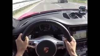 Kırmızı Porche Ile Otobanda Hız Denemesi