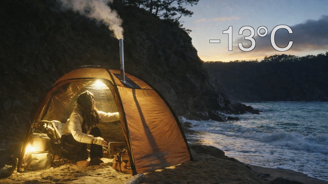 겨울 캠핑이 이렇게 무서울 줄 몰랐습니다.. / 고립될 뻔한 바다 캠핑브이로그 / 모시조개 칼국수