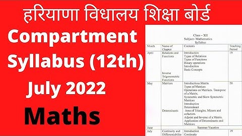 hbse 12th maths compartment exam syllabus 2022।। haryana board 12th compartment syllabus 2022।।