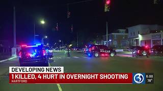 1 dead 4 wounded in mass shooting outside Hartford bar