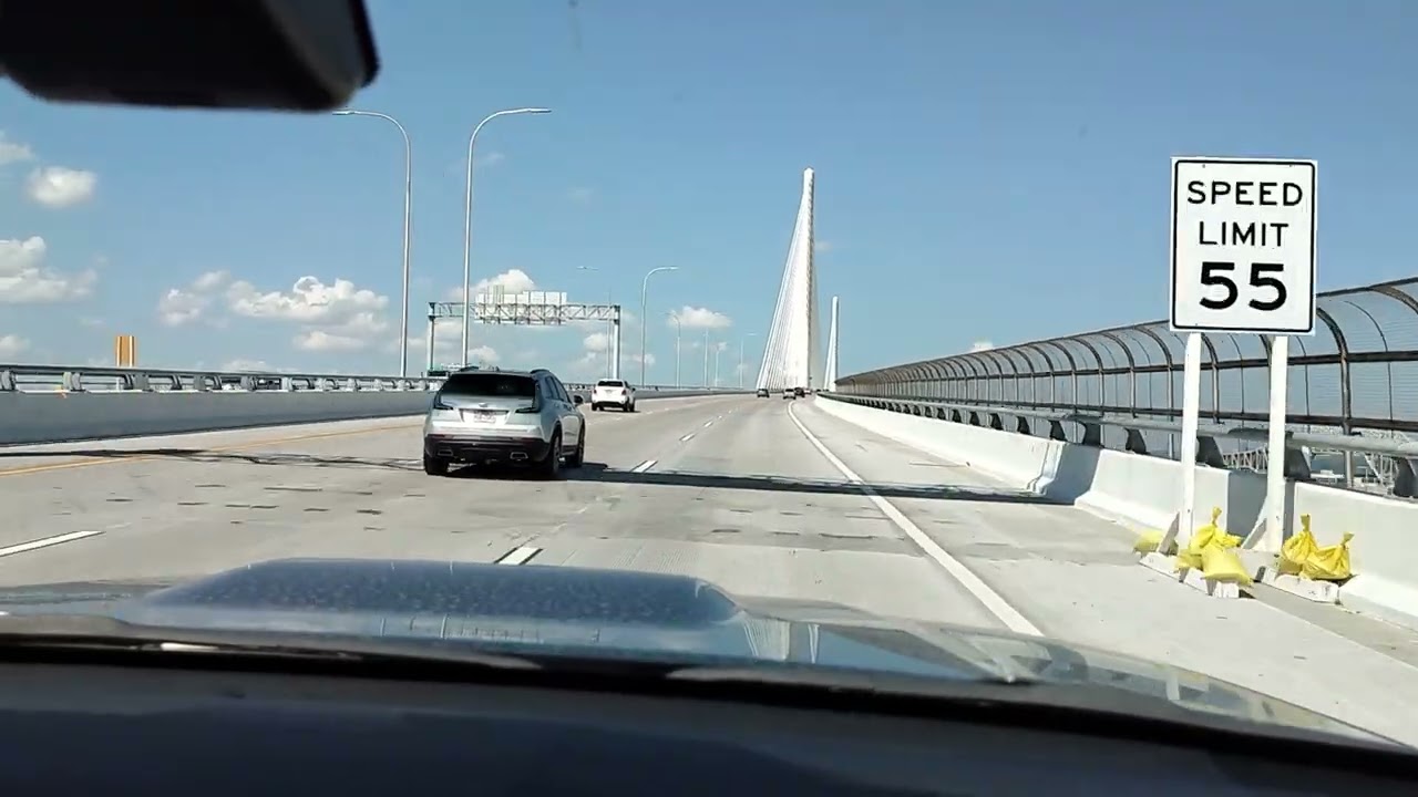 Passing by the New Harbor Bridge in Corpus Christi TX towards Portland TX 