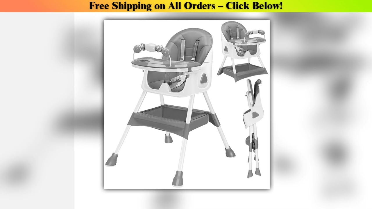 3-in-1 Baby HighChair, Foldable Portable Baby Dining Chairs Eat & Play Convertible High Chair with