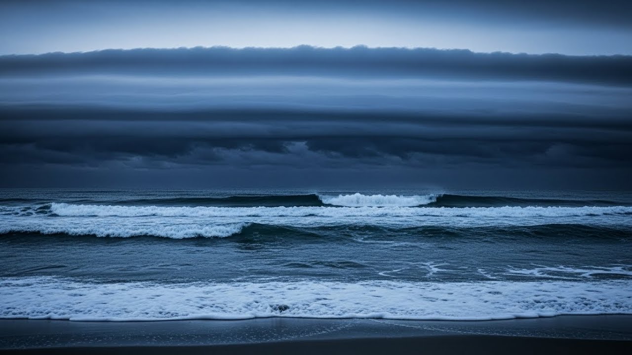 Soothing Ocean Sounds at Night | Quiet Night for Peaceful Sleep and Healing with Rolling Waves