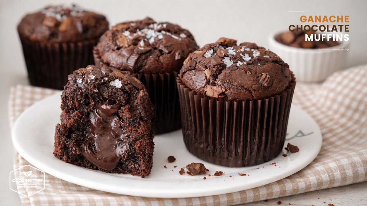Рецепт влажных и насыщенных шоколадных маффинов с ганашем | Простая выпечка с шоколадом