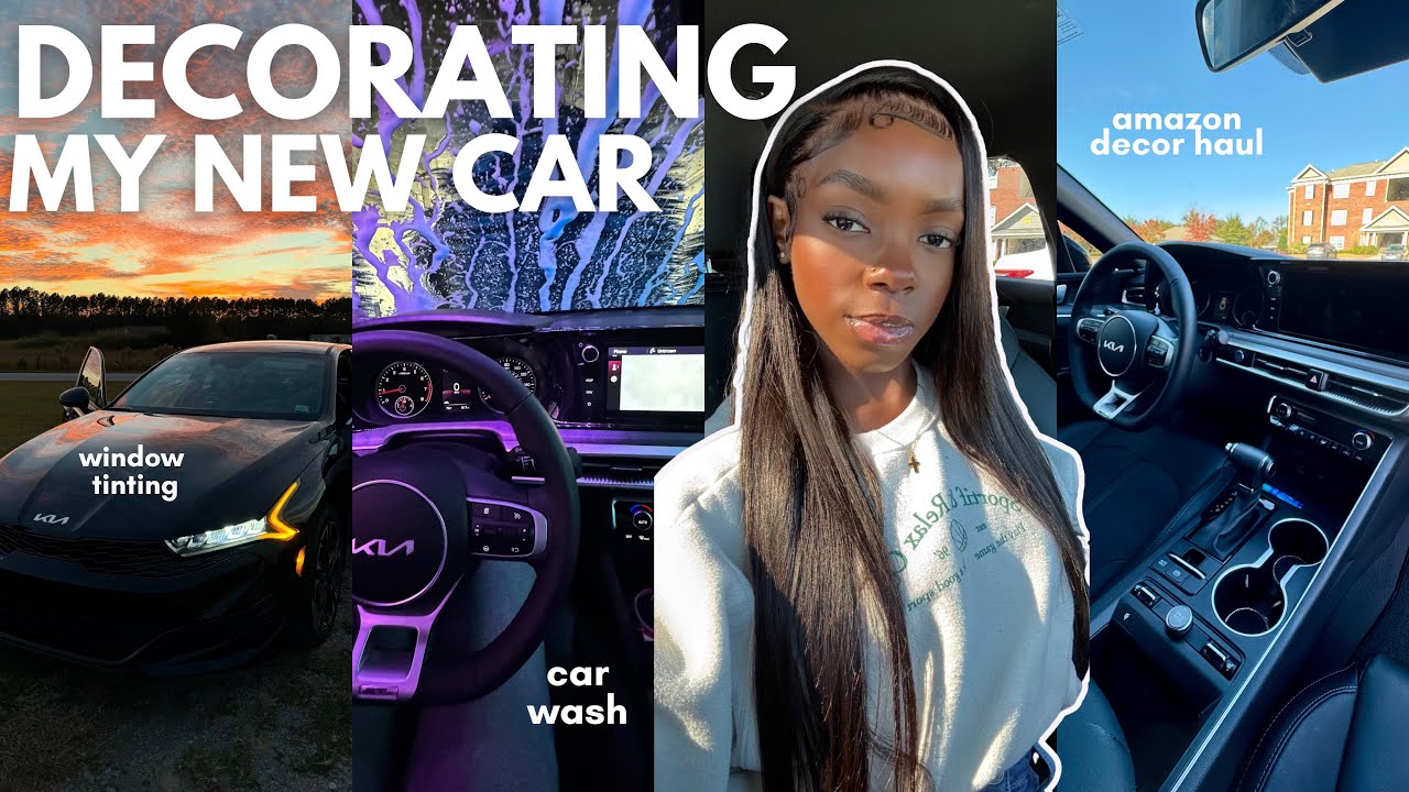 DECORATE MY NEW CAR WITH ME | amazon car decor haul, window tints, car wash + MORE!