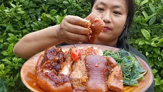 Huge amount of local pork and hot king chilli||Naga northeast mukbang