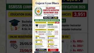 Rajasthan Computer Instructor Recruitment 2026|Computer Instructor Vacancy 2026|RSMSSB Vacancy #rssb