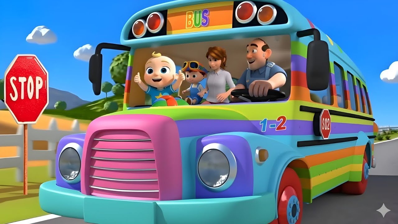 "🎶 The Wheels on the Colorful Bus Go Round & Round! 🚍 Fun Nursery Rhyme for Kids | Sing Along!"