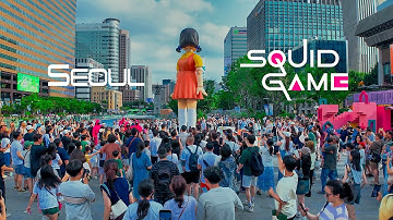 Squid Game 3 at Gwanghwamun Square→Gwanghwamun Gate→Cheonggyecheon Walk | 4K | Seoul Summer Walk