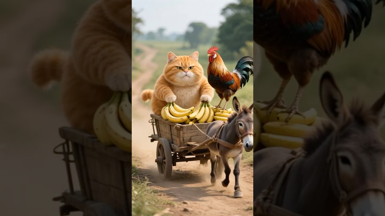 Banana Trouble for the Orange Cat Today!