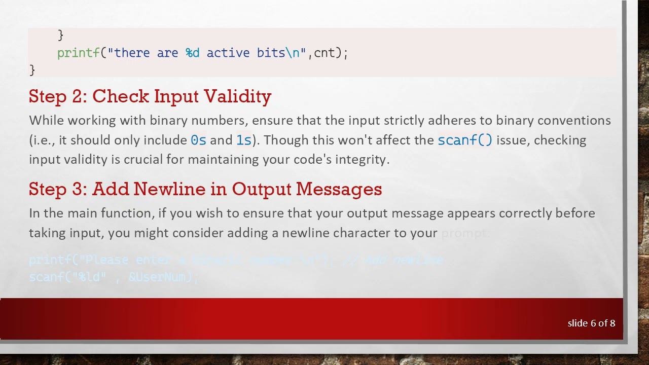 Resolving the Endless scanf Loop in C Code for Counting Binary Ones