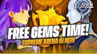 IMPORTANT!!! SUPREME ARENA AI NERFED, MORE FREE GEMS!!【AFK Journey】
