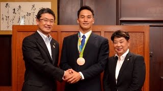 競泳・松田選手、リオ五輪銅メダル獲得知事報告 screenshot 3