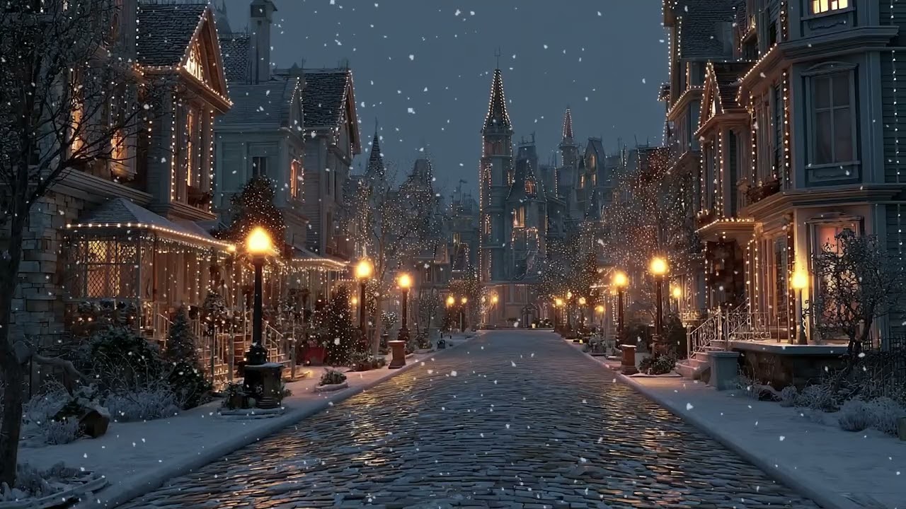Enchanting European Christmas Street with Victorian Charm- Relaxing Jazz Music for Winter Relaxation