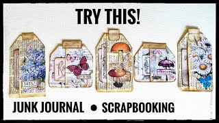 Junk Journal - Easy - Book Page Pocket Tags - Scrapbooking