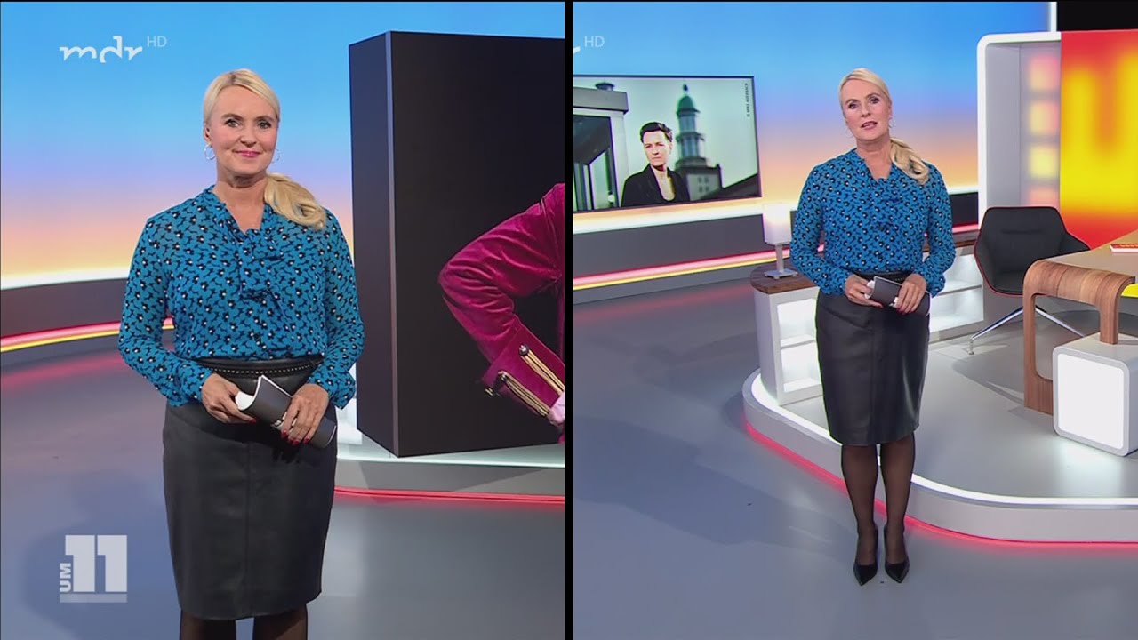 Leather Skirt Bow Blouse Pantyhose Anja Petzold 20221013