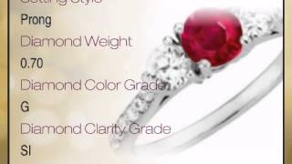 Pretty 3-Stone Natural Ruby Engagement Ring with Large 1 carat Ruby and Diamonds for SALE - africage