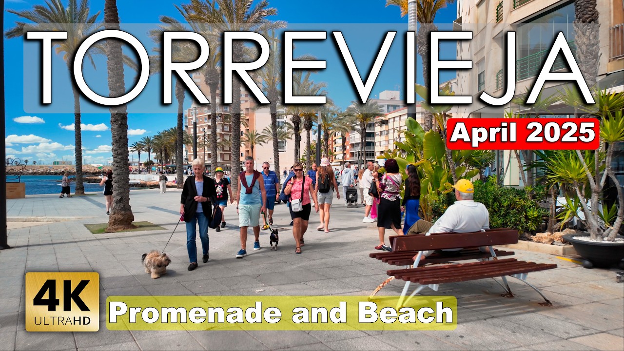 Torrevieja - Promenade and Beach, April 05, 2025 - Spain | Costa Blanca - Walking tour [4k 60fps]