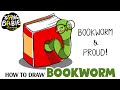 How to draw a bookworm step by step  cute pun art 4