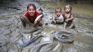 How to harvest giant fish ponds with your children to sell at the market -buy food for your children