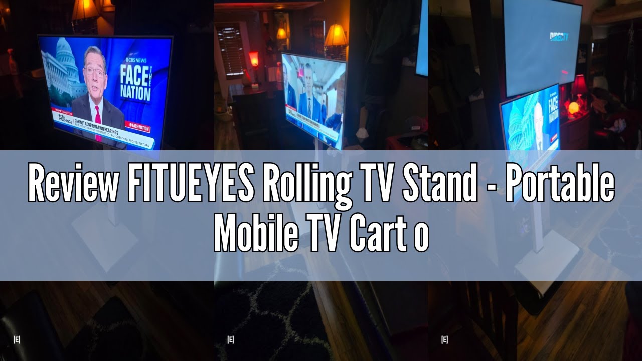Review FITUEYES Rolling TV Stand - Portable Mobile TV Cart on Wheels for 32 to 65 70 75 Inch TVs, La