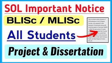 SOL Notice For BLISc & MLISc Project Submission Guidelines Release 2024: | Sol BLISc/ MLISc Projects
