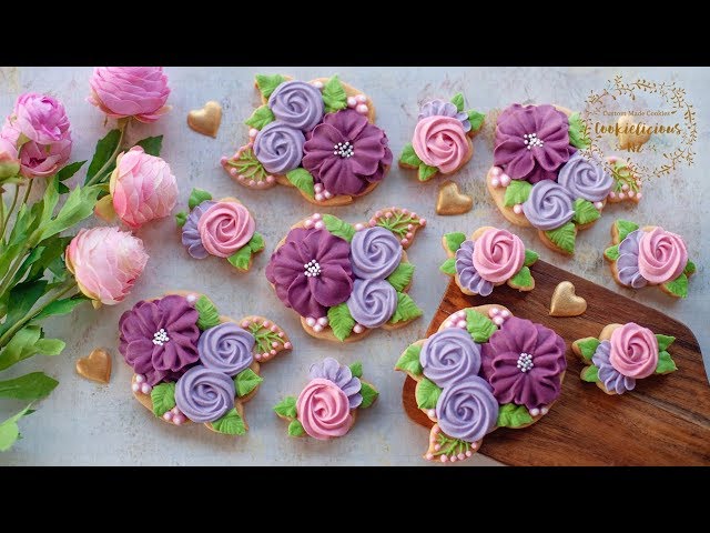 How to make FLOWER CLUSTER COOKIES - Lean how to pipe flowers with royal icing