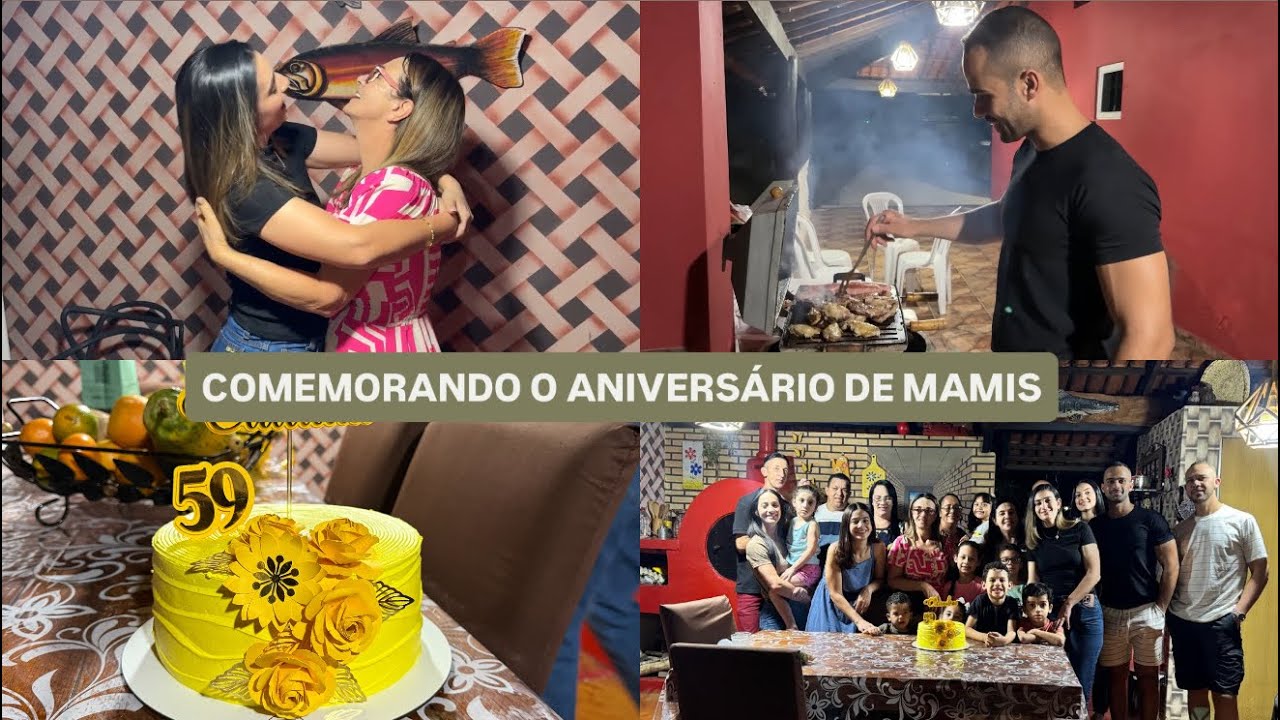 Fizemos uma surpresa para ela| jantar e churrasco para comemorar| meus tios vieram| LAÍS VELOSO