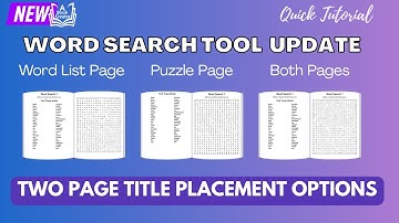 New Word Search Feature! Choose Where Your Title Appears on 2-Page Puzzles