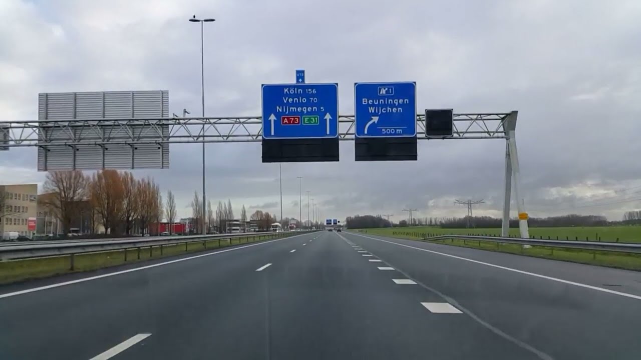 Wegvideo Ewijk: A73 Knooppunt Ewijk》Knooppunt Neerbosch》Knooppunt Rijkevoort》Afrit N272 Boxmeer.