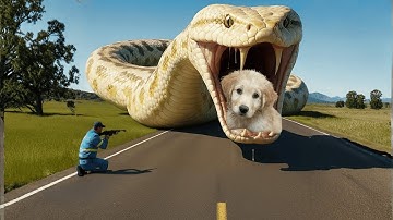 Brave Rescue Team Saves Helpless Puppy from Giant Python