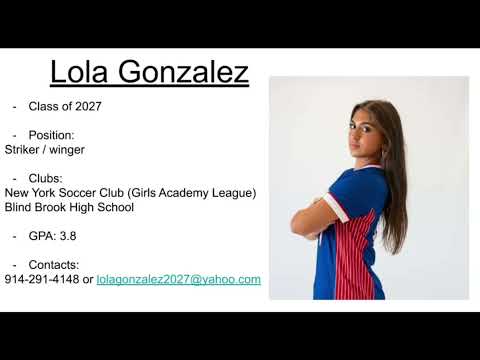 Lola Gonzalez 2027- Highlight Reel- Striker- NYSC' 09- Blind Brook High School