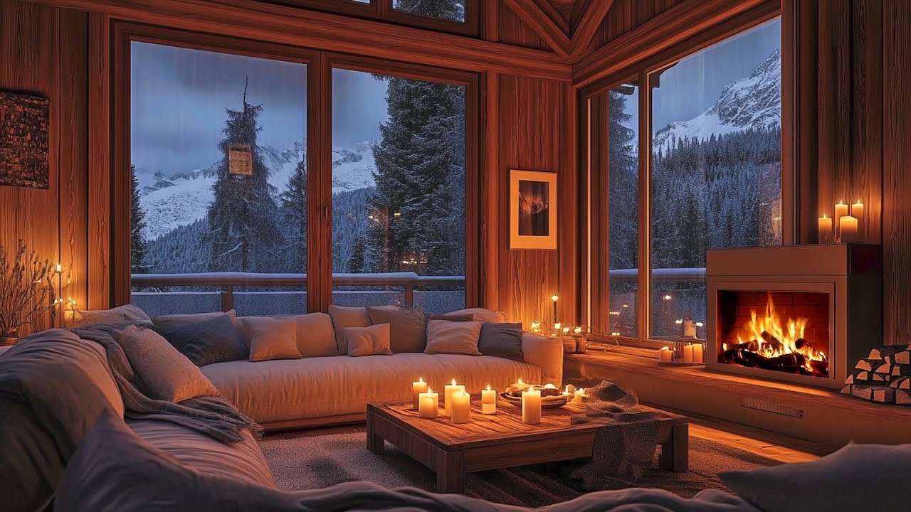 Cozy Little Corner | Rainy Night in a Mountain Cabin 🌧️| Warm Fireplace & Holiday Ambience