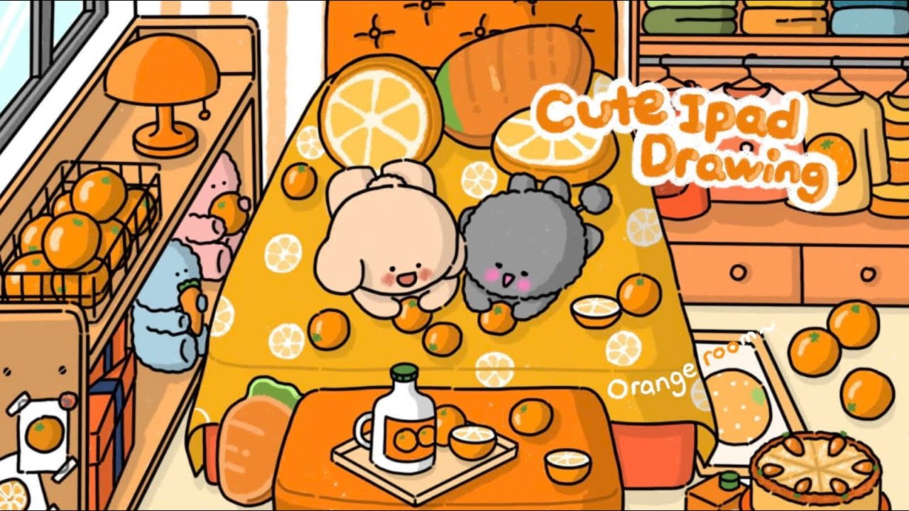 Orange room cute room drawing my room 귀여운 그림 draw with me how