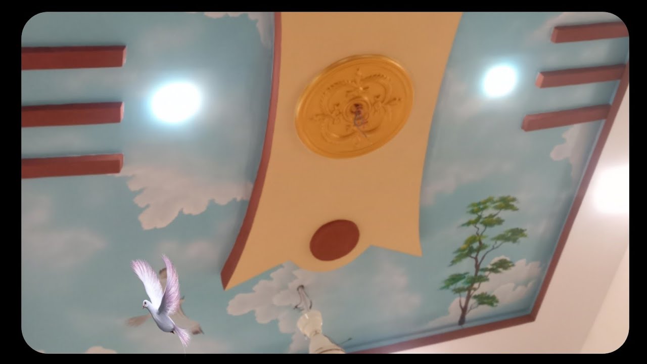Ceiling design wall ceiling sky clouds painting design Amazing sky