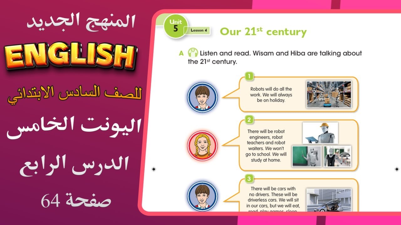 الدرس الرابع اليونت الخامس انكليزي سادس ابتدائي المنهج المحدث