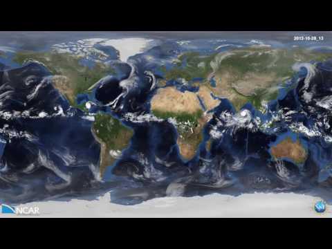 Global weather simulated  by a cloud-resolving weather prediction model