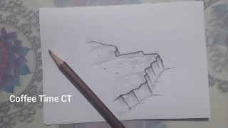How to draw a plateau | Drawing a patch of ground | Sketch of end of a hill | Coffee Time CT