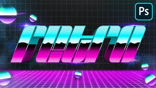 How to Create a RETRO 80's Chrome Text Effect! - Photoshop CC Tutorial