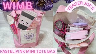 WHAT'S IN MY BAG TRADER JOE'S PASTEL PINK MINI TOTE BAG #traderjoes